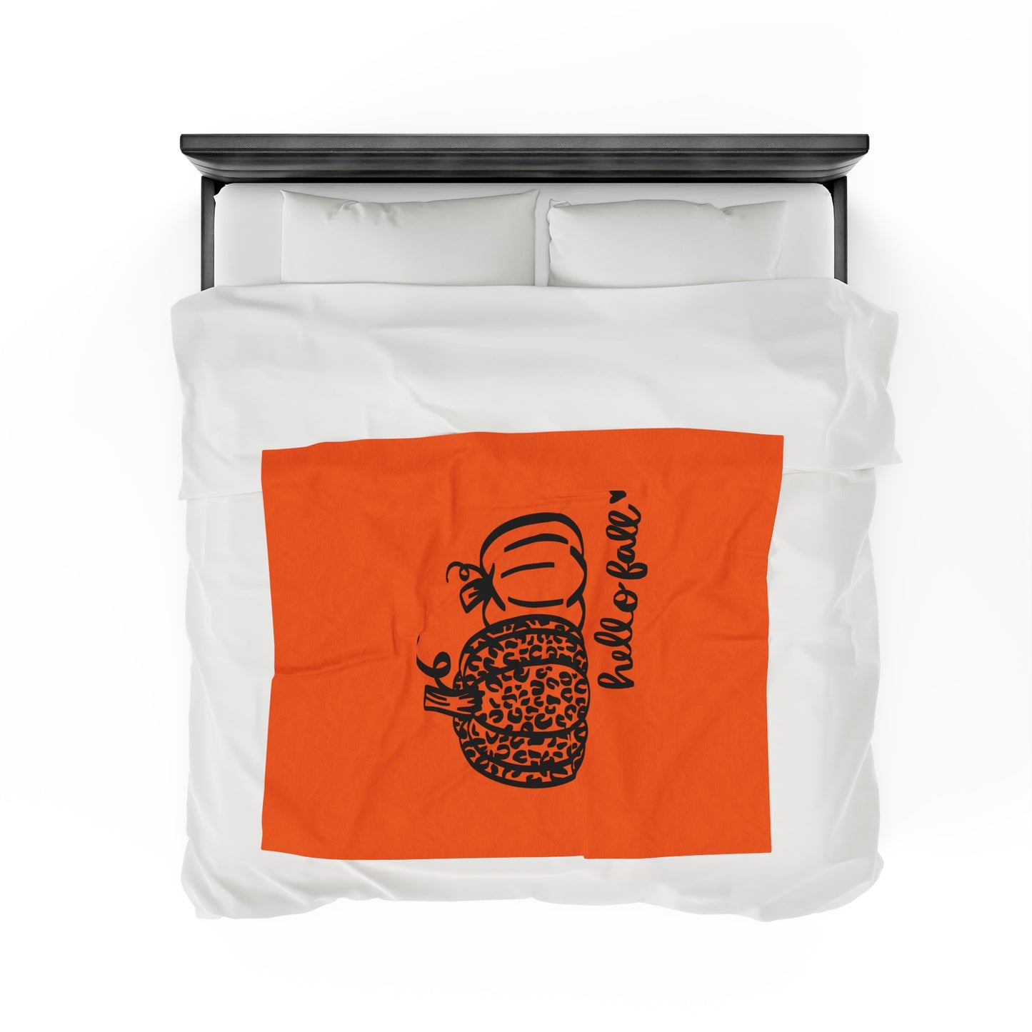 Hello Fall Pumpkin Velveteen Plush Blanket