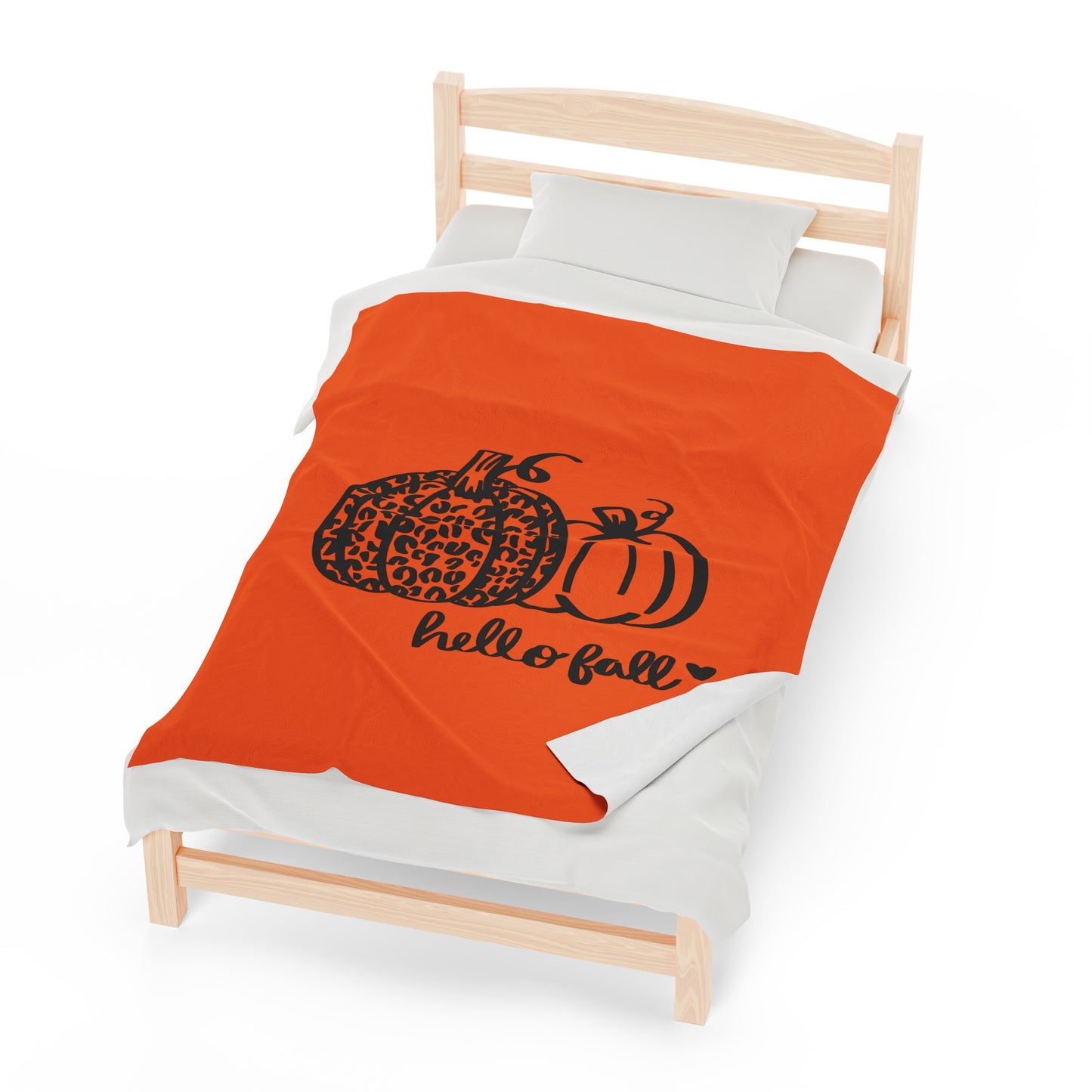Hello Fall Pumpkin Velveteen Plush Blanket