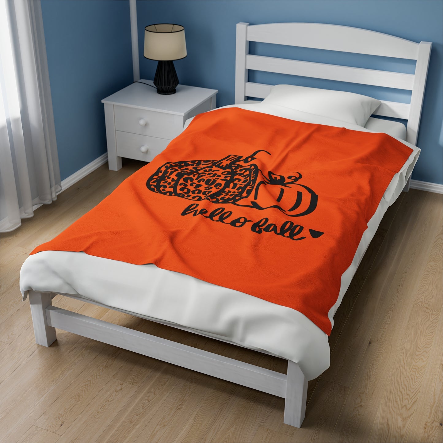 Hello Fall Pumpkin Velveteen Plush Blanket