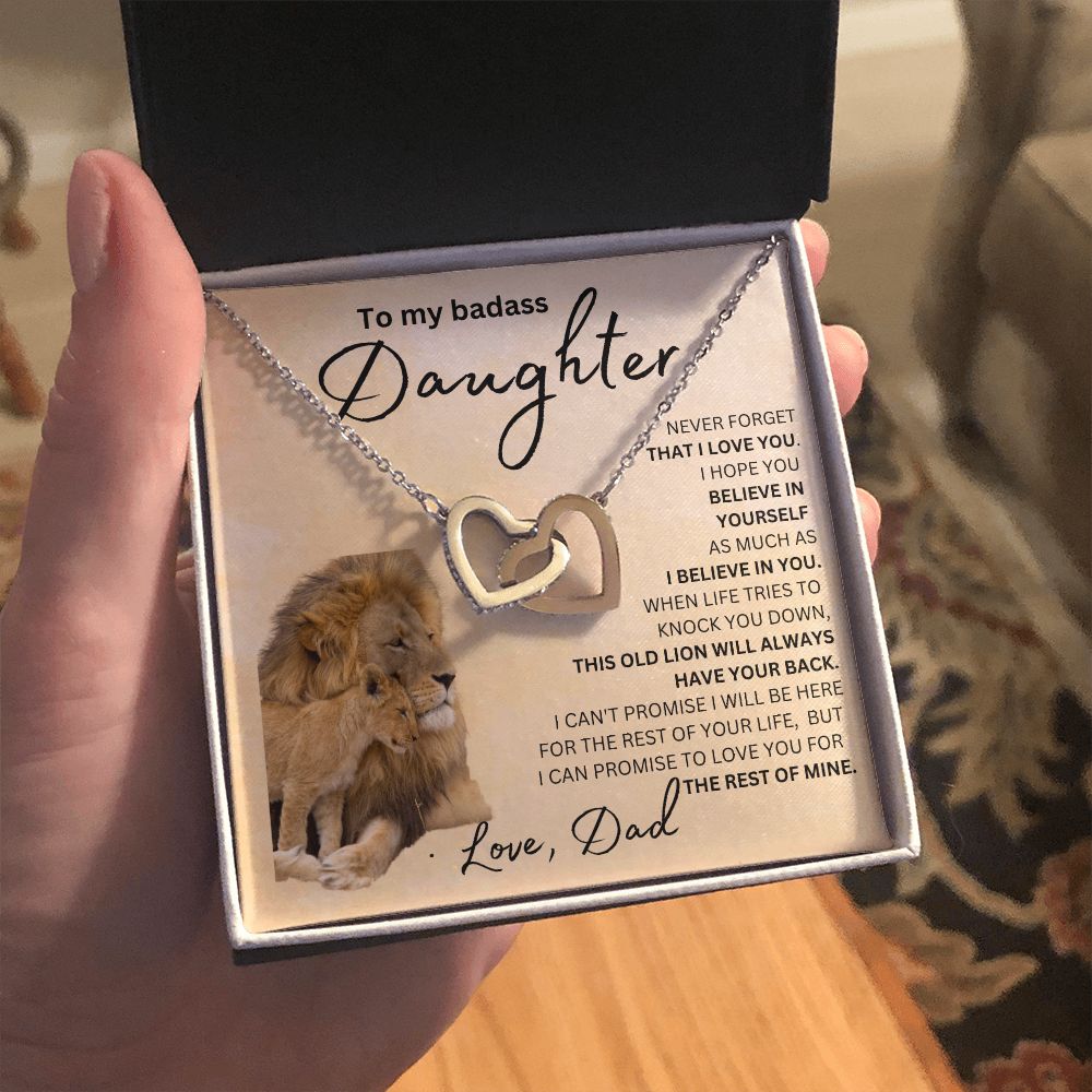 Interlocking hearts necklace to my badass daughter