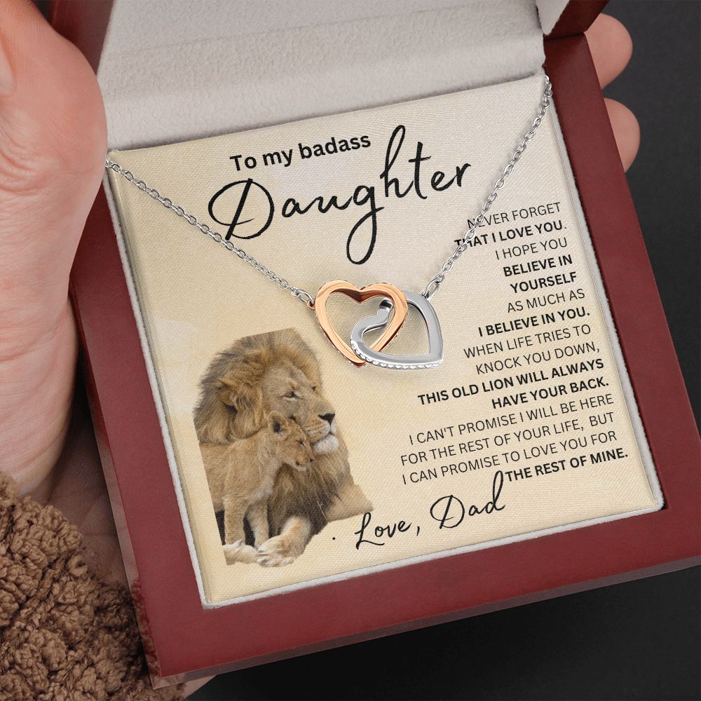 Interlocking hearts necklace to my badass daughter