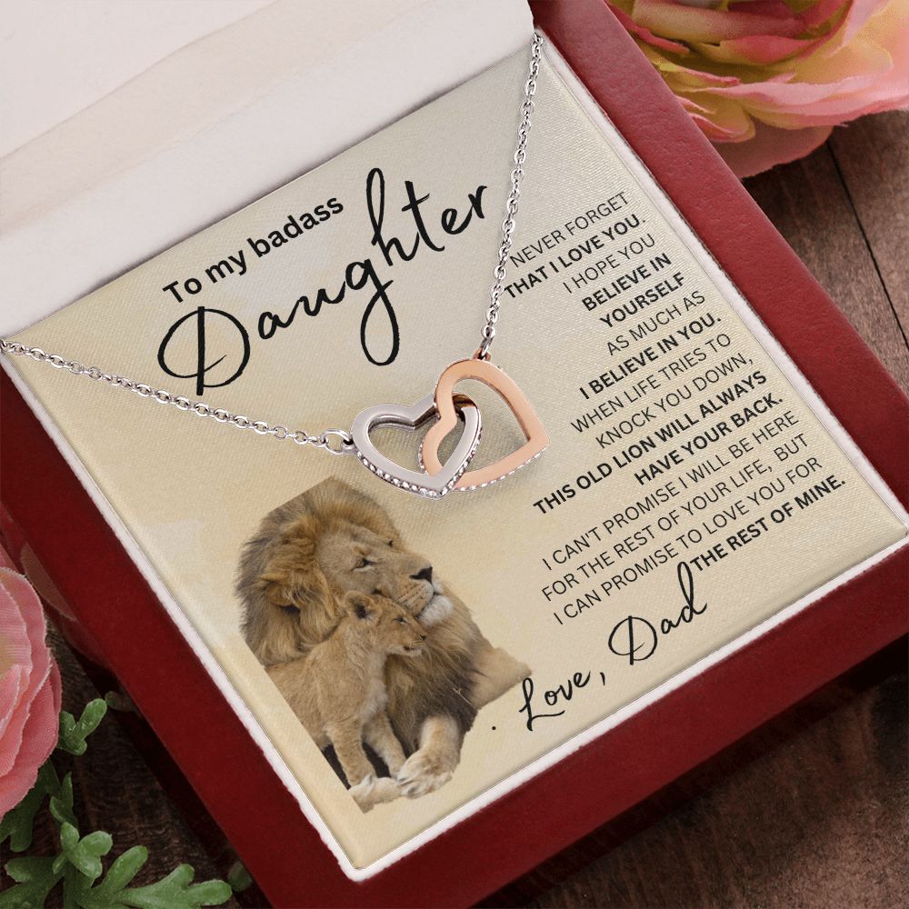 Interlocking hearts necklace to my badass daughter