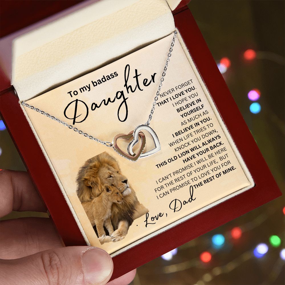 Interlocking hearts necklace to my badass daughter