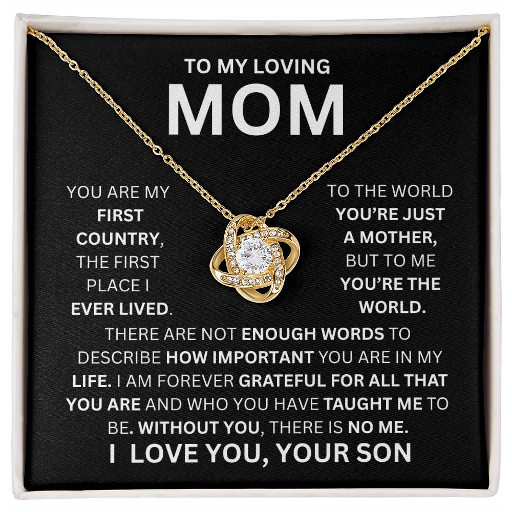 TO MY LOVING MOM, LOVE KNOT NECKLACE