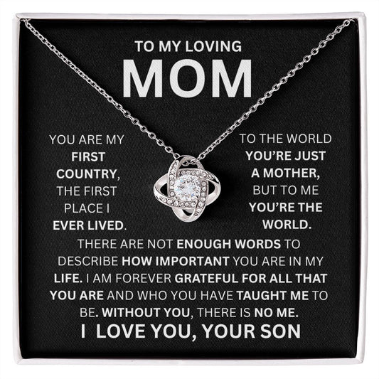 TO MY LOVING MOM, LOVE KNOT NECKLACE