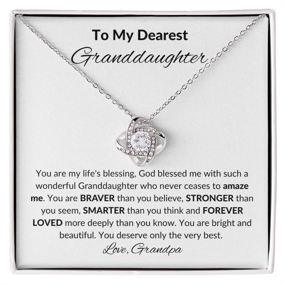 To My Granddaughter, Love Knot Necklace