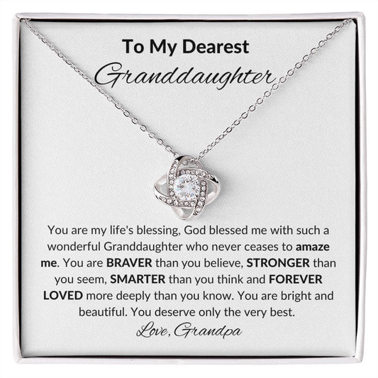 To My Granddaughter, Love Knot Necklace
