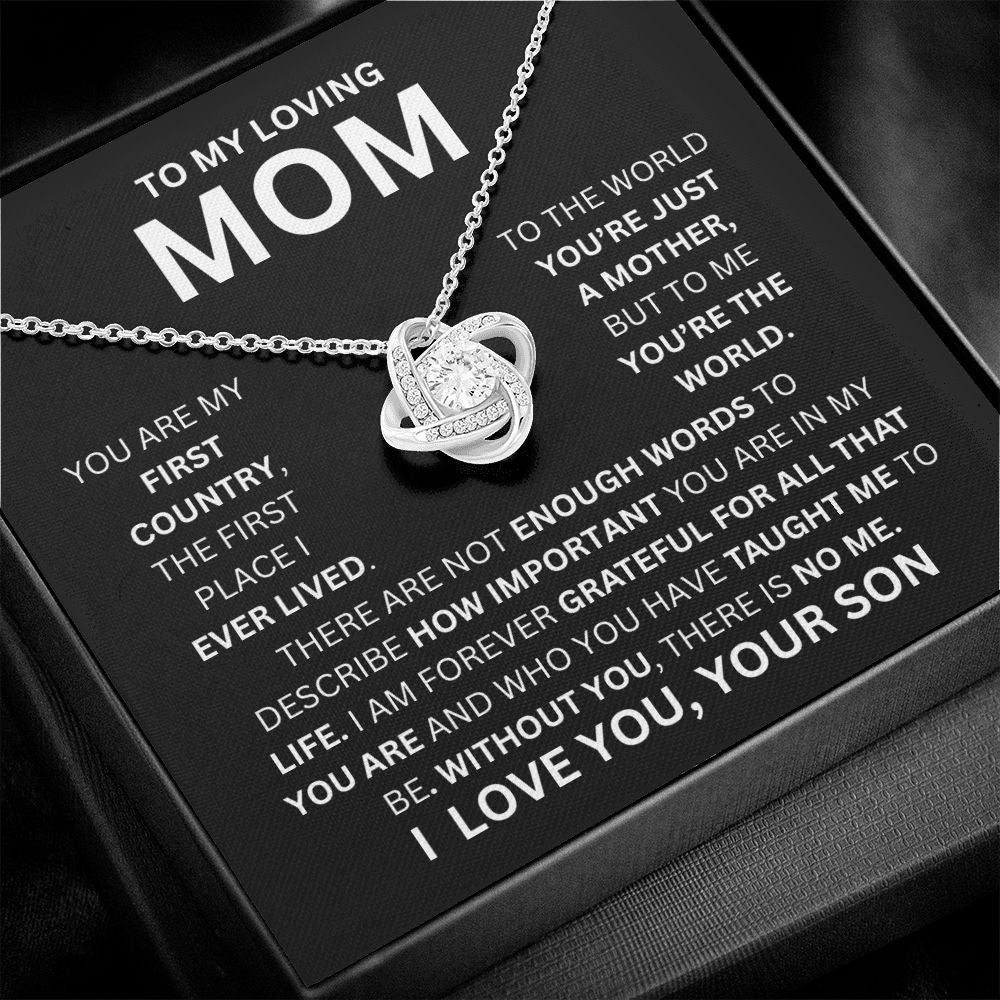 TO MY LOVING MOM, LOVE KNOT NECKLACE