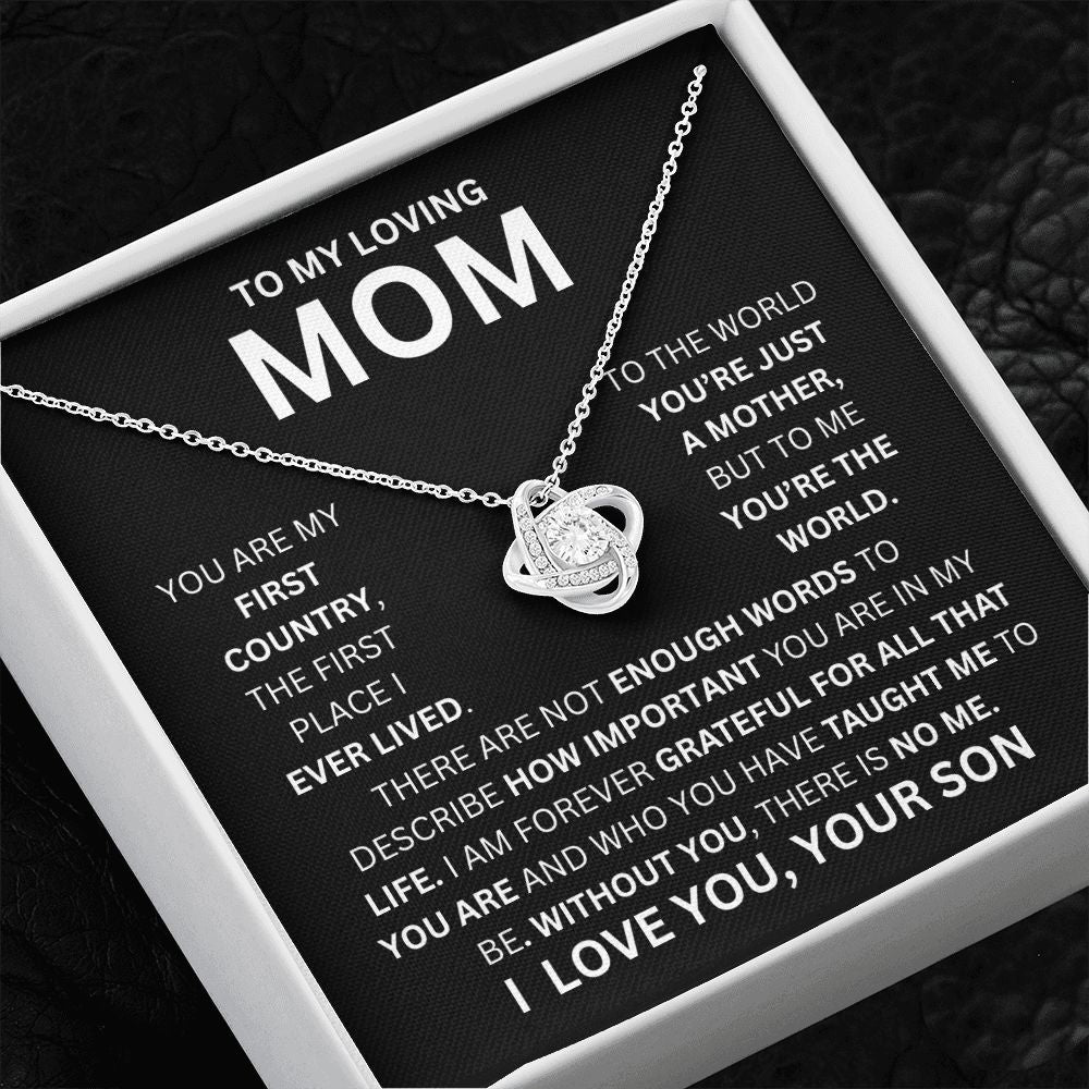 TO MY LOVING MOM, LOVE KNOT NECKLACE