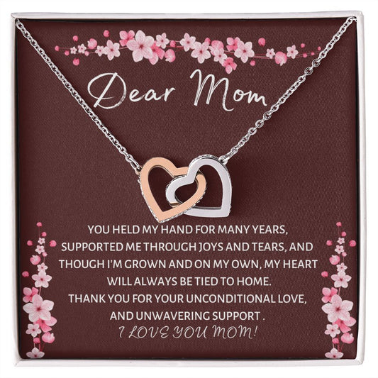 DEAR MOM, INTERLOCKING HEARTS NECKLACE